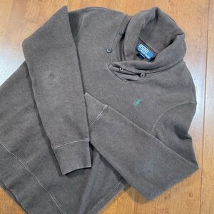 Polo Ralph Lauren Sweater Men's Small Brown Cowl Neck Long Sleeve Pony Logo